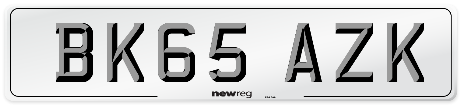 BK65 AZK Number Plate from New Reg